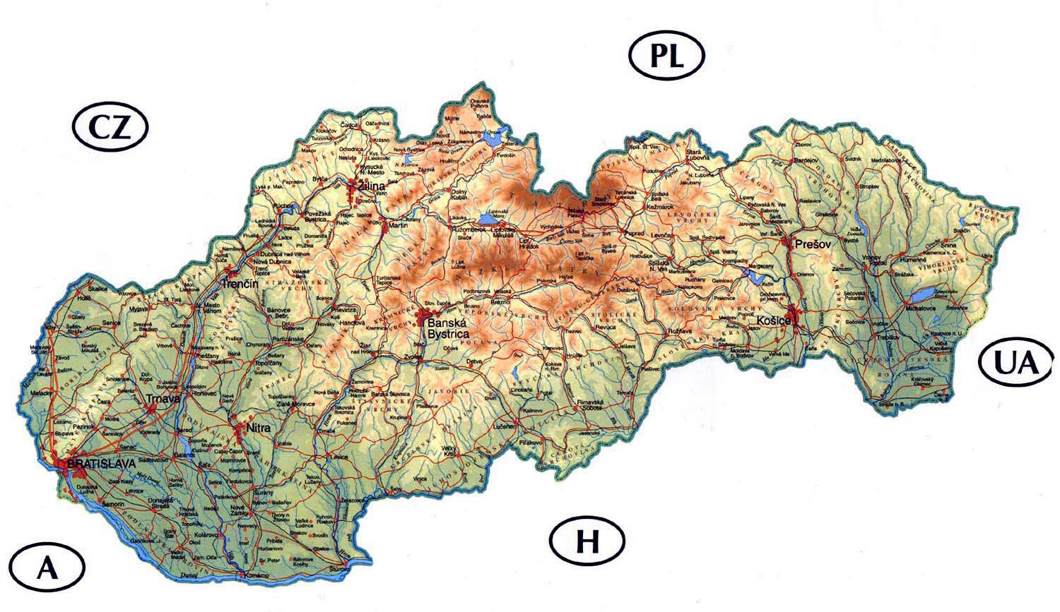 szlovákia térképe magyarul