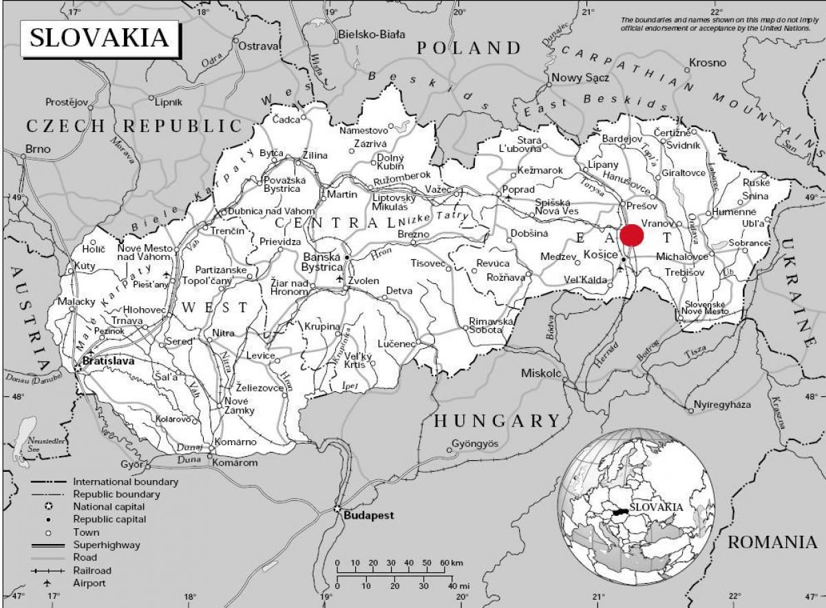 térkép kelet-Szlovákia