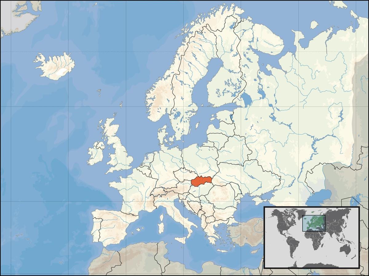 Szlovákia elhelyezkedés a világ térkép