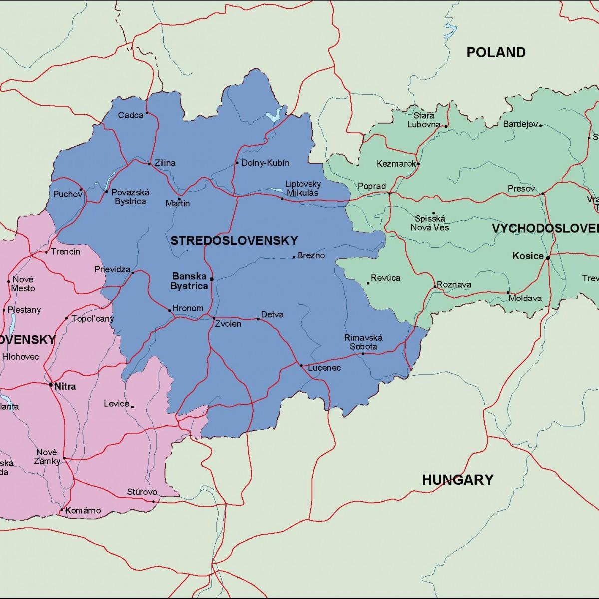 térkép Szlovákia politikai