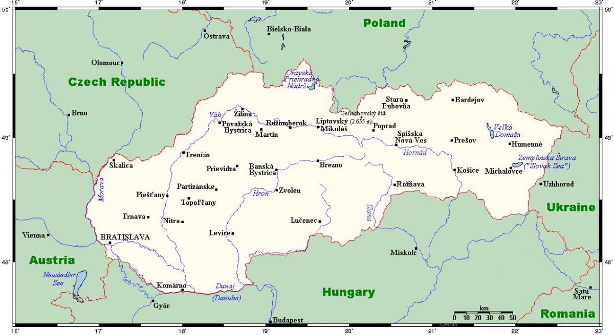térkép Szlovákia városok