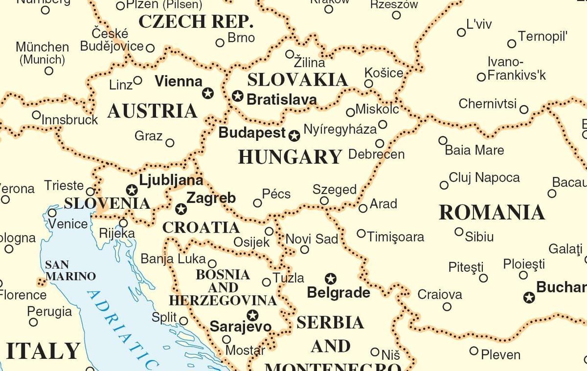 térkép Szlovákia környező országokban
