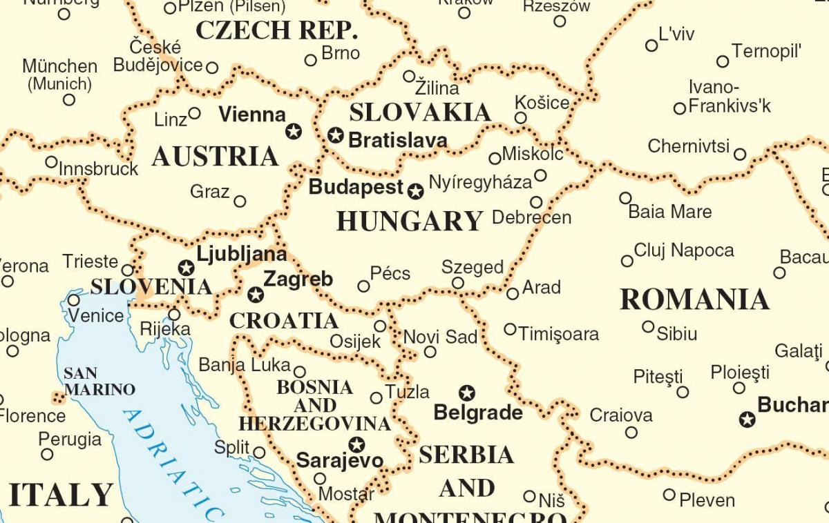 térkép Szlovákia környező országokban