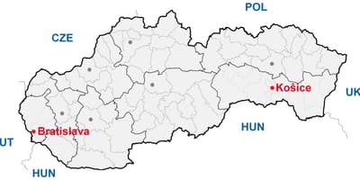 Térkép kassa, Szlovákia